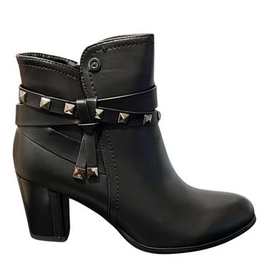 REDZ LDS STUD STRAP ZIP ANKLE BOOT - BLACK
